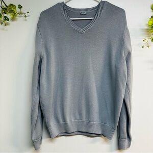 John Galt one size V-neck long sleeve sweater blueish gray neutral color